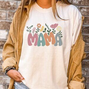 Comfort Colors Mama Flowers Shirt, Plant Mom Shirt, Floral Mama Shirt
